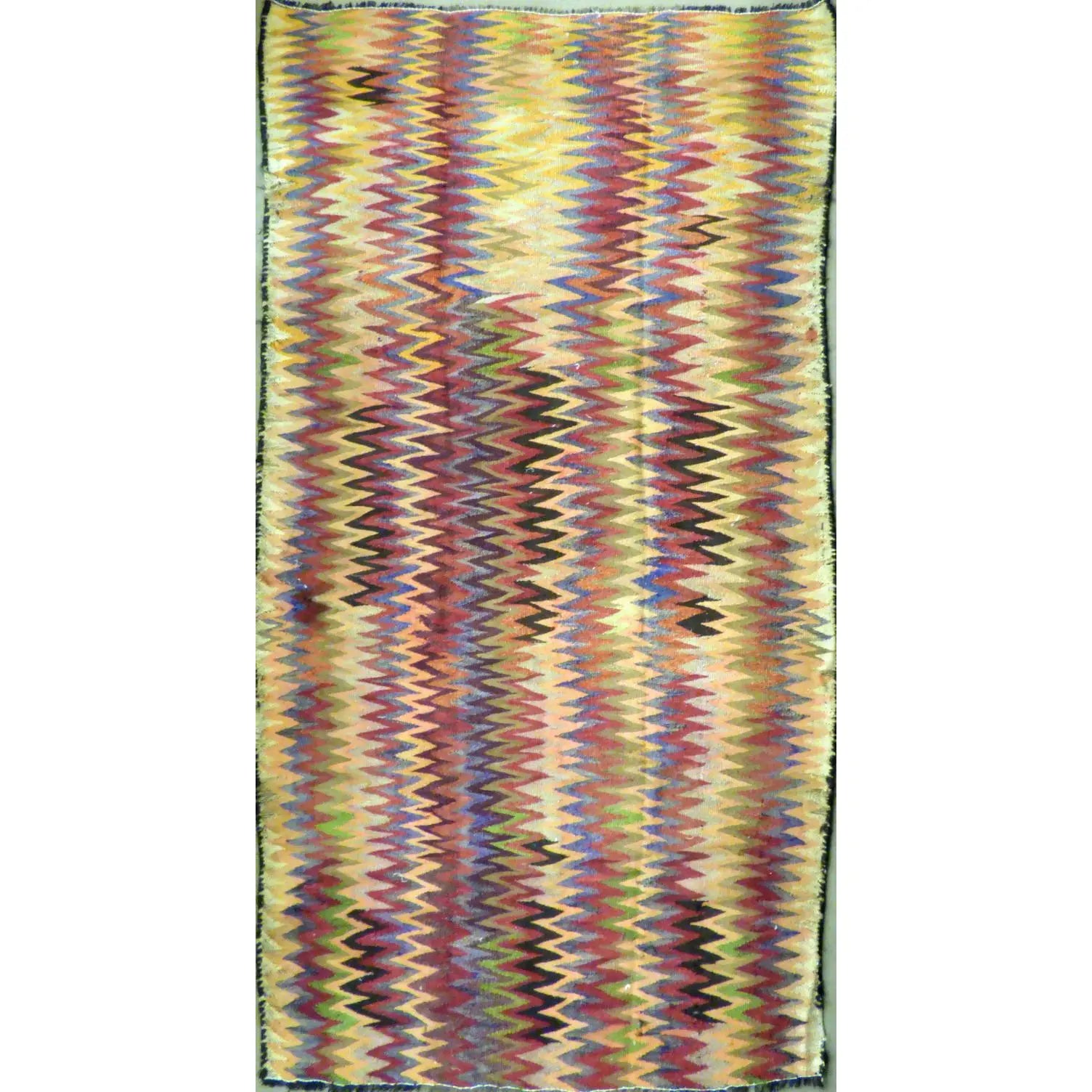 One Of The Kind Authentic Hand-Knotted Sanandaj Vintage Kilim 8'2" X 4'9"